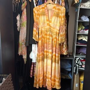 Cult Gaia Willow tie-dye Orange midi dress — XS